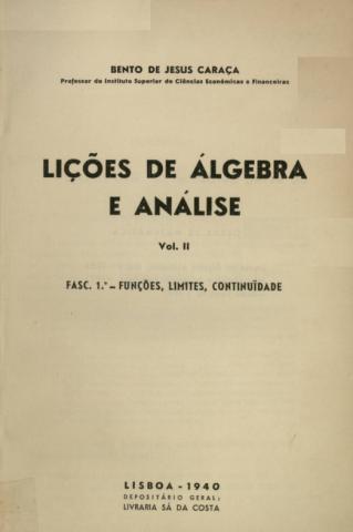 Lições de Álgebra e Análise, Vol II