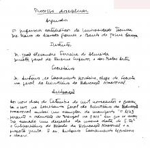 Apontamento manuscrito sobre o processo disciplinar instaurado a Mário de Azevedo Gomes e a Bento de Jesus Caraça